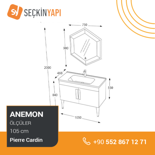 Pierre Cardin Anemon 105 cm Banyo Dolabı