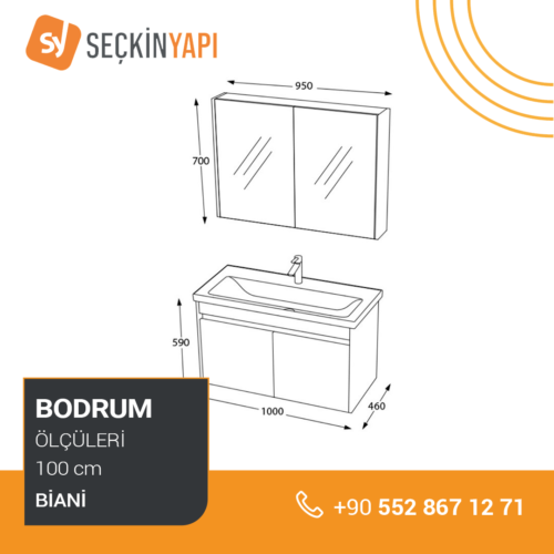 Biani Bodrum 100 cm Banyo Dolabı
