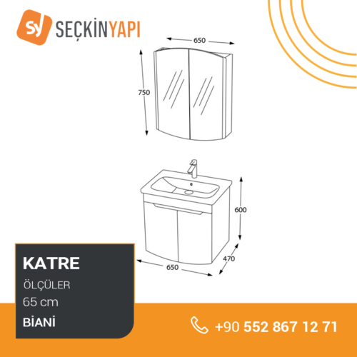 Biani Katre 65 cm Banyo Dolabı